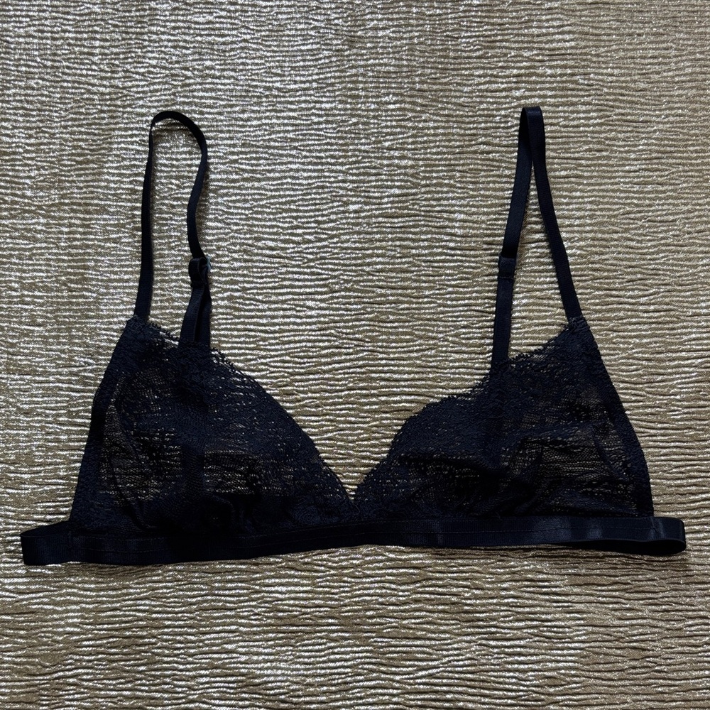 Navy blue lace triangle bralette